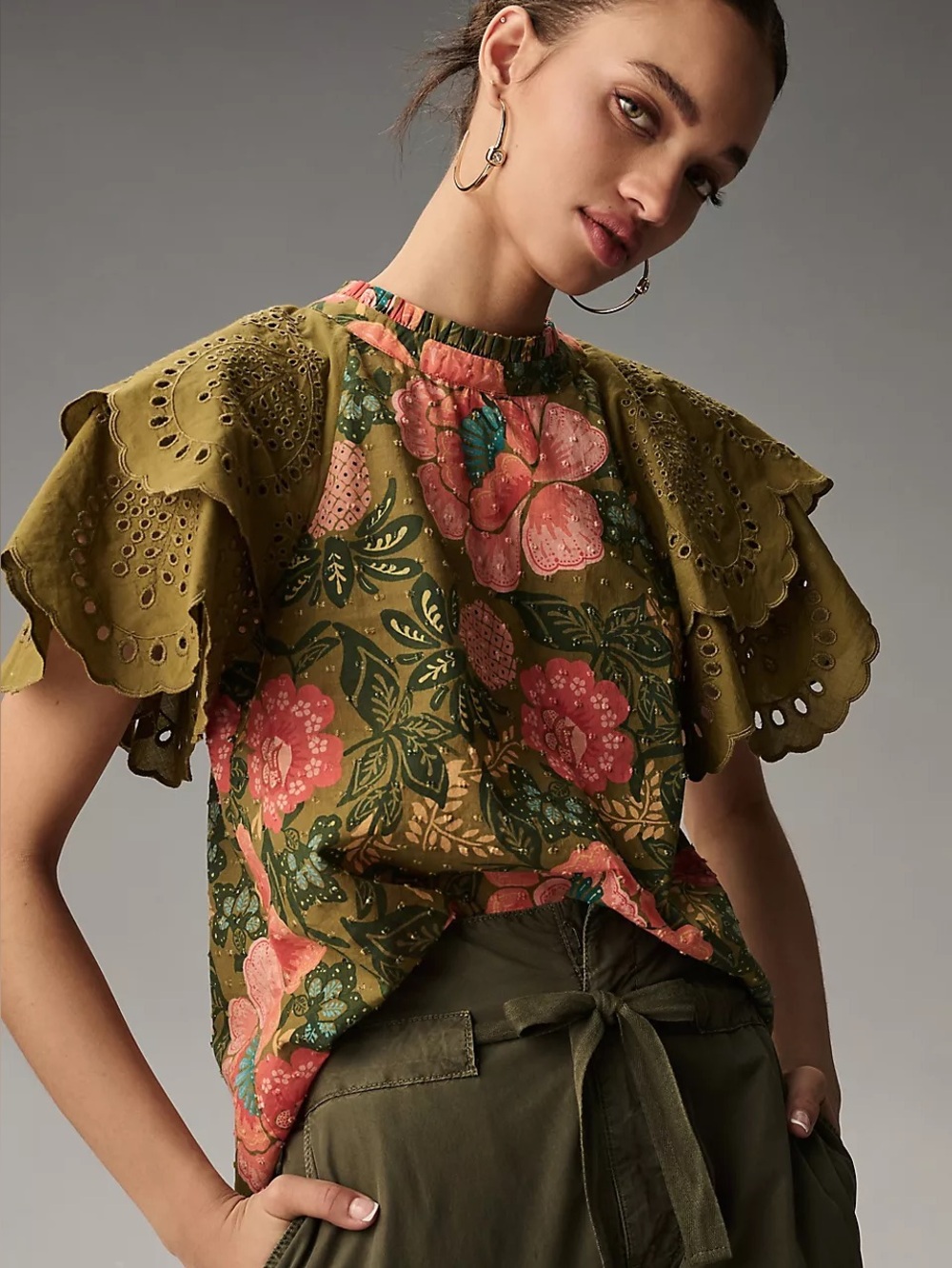 Farm Rio Eyelet Short-Sleeve Blouse